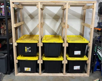 Garage Tote Storage Rack Plans: DIY Bin Shelf Organizer (PDF Download)