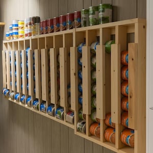 Planos para dispensador de latas de pared: almacenamiento para la despensa (Descarga PDF)