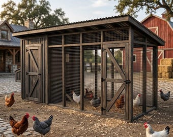 6x16 Chicken Coop with Run Build Plan, DIY Walk in Coop PDF Download