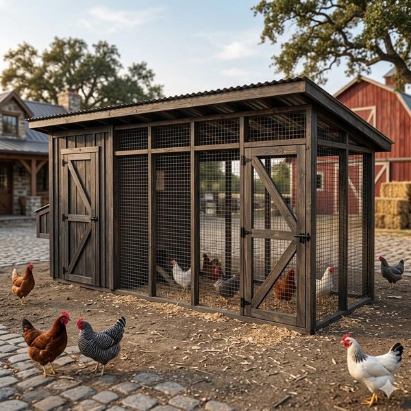 6x16 Chicken Coop with Run Build Plan, DIY Walk in Coop PDF Download