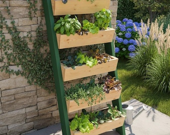Tiered Vertical Planter Box Plans: Ladder Herb Garden (PDF File)