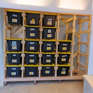 Costco Tote Shelving, 27 Gallon Tote Rack, Storage Rack, Wooden Storage Shelves, Garage Organizer, Workbench Shefl, PDF Download, DIY Plan
