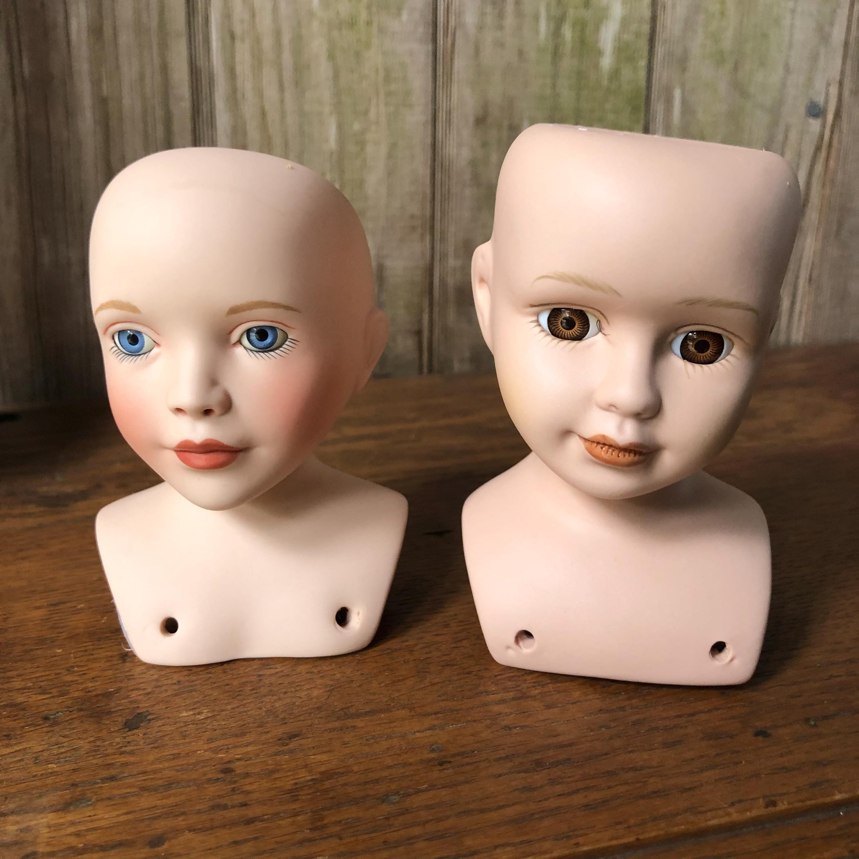 Vintage Porcelain Doll Heads With Shoulder Plates Lot of 2 Etsy