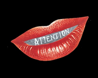 Red Lips - Attention - Vinyl Sticker