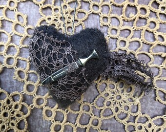 Dark Heart Ornament - Wool, Lace and a Dagger from a Clue Game