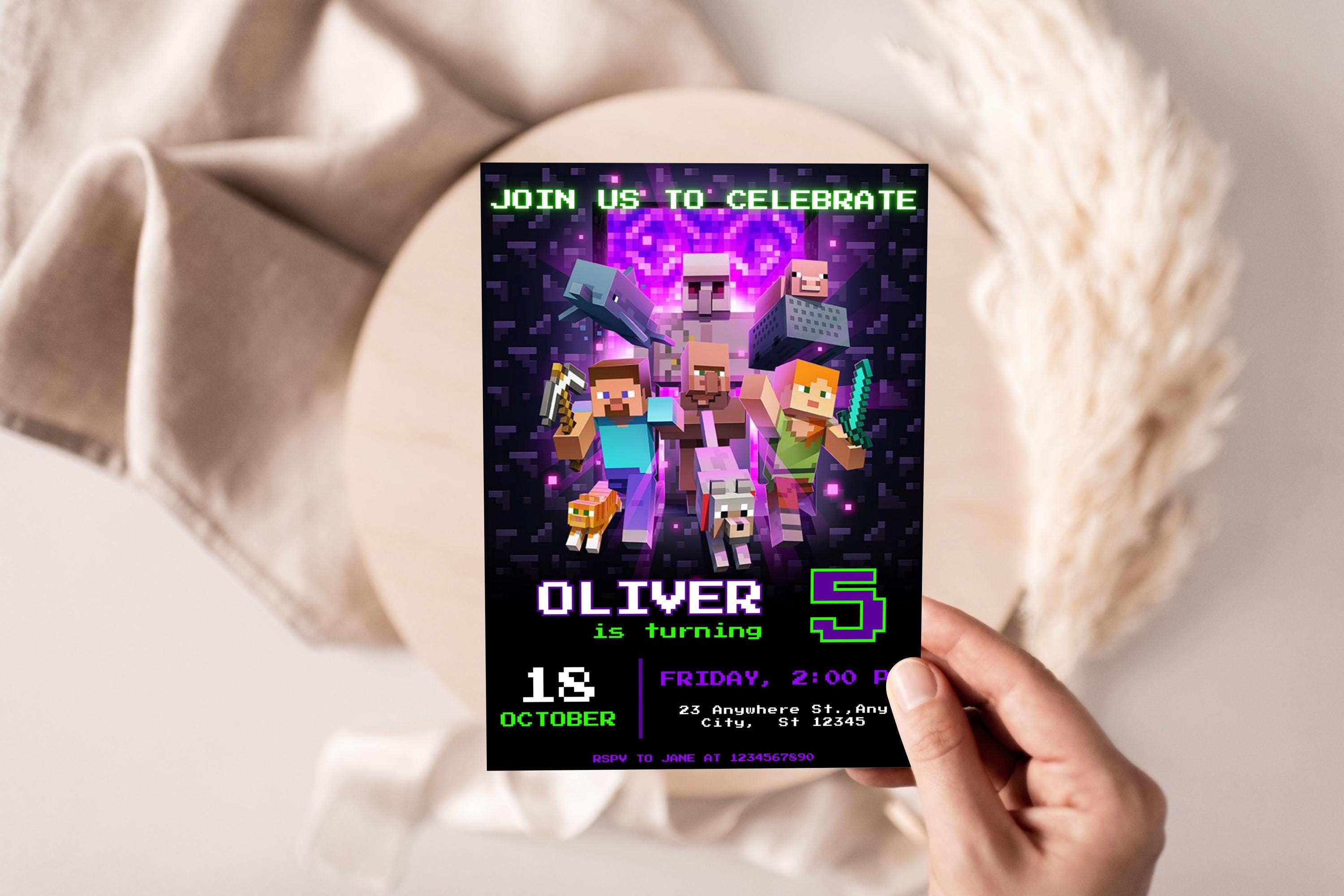 Minecraft Party Invite Set