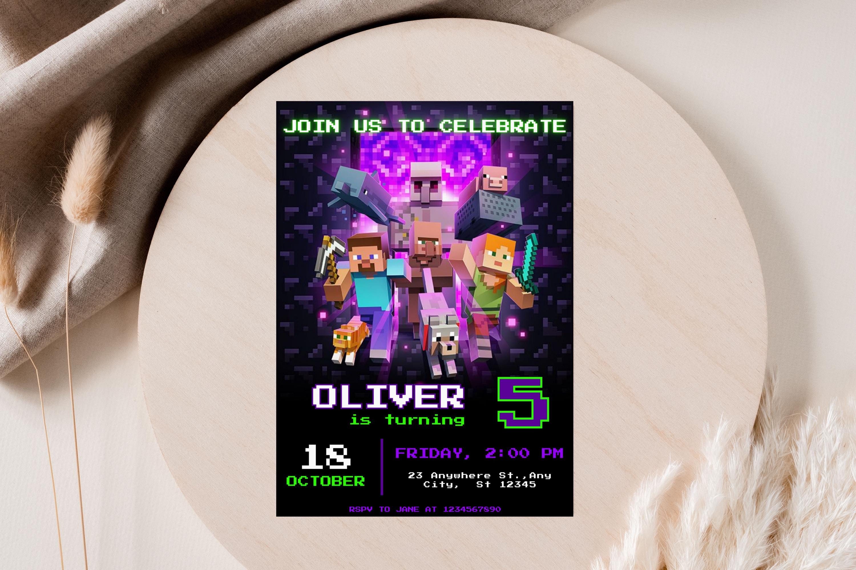 Minecraft Party Invite Set