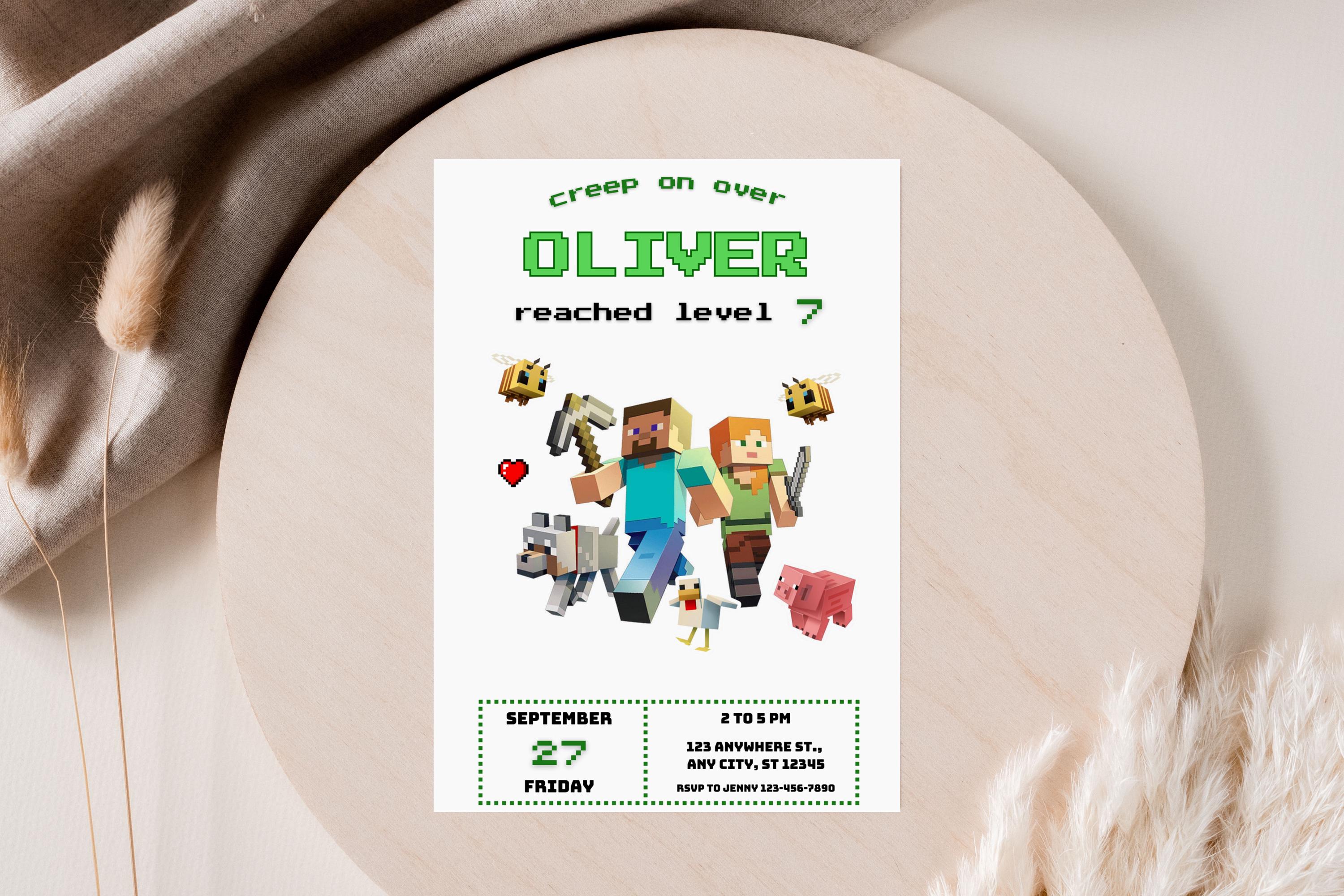 Minecraft Birthday Invite - Canva Template