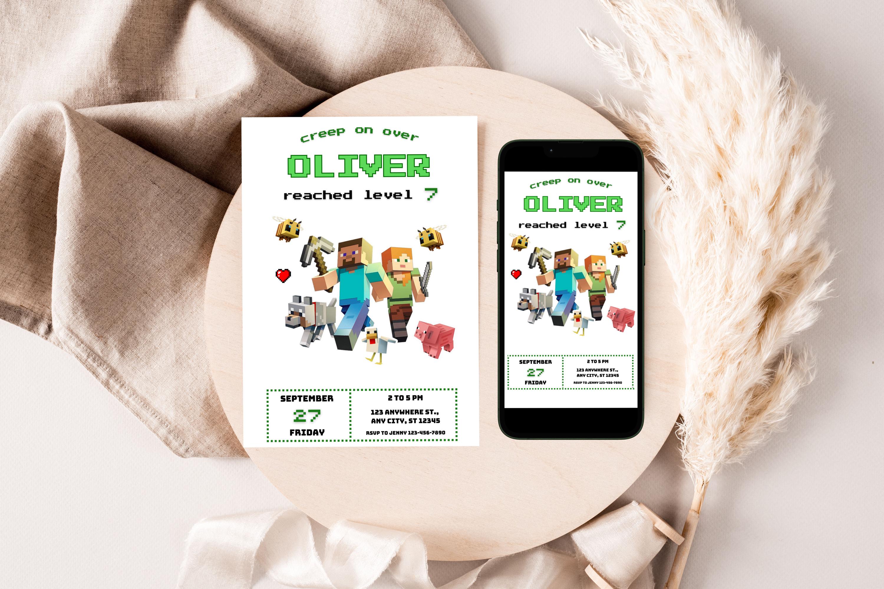 Minecraft Birthday Invite - Canva Template