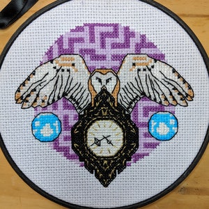 PDF The Labyrinth Movie Cross-Stitch Pattern Embroidery Owl Maze Clock David Bowie Jareth Goblin King Sarah Orb Jennifer Connely Fan Art