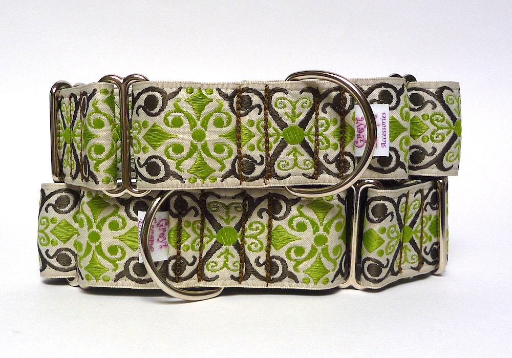 Olive and Sage Green Martingale Dog Collar in Medieval Etsy