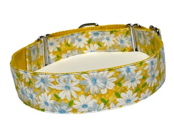 Daisies yellow and white martingale dog collar, daisy dog collar, floral dog collar, floral martingale collar, Daisies