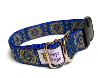 Blue Moroccan dog collar with buckle, Morocco