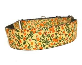 Yellow floral martingale dog collar, spring dog collar, fall dog collar, Wildflowers