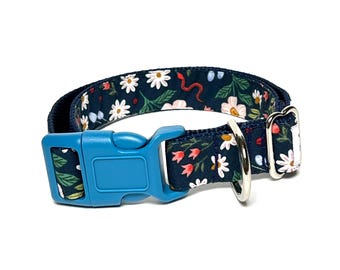 Floral Dog Collar: Snakes in Edens Garden, Adjustable Buckle