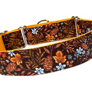 Martingale dog collar in FALL FLORAL design, adjustable no-slip training collar, floral dog collar, autumn dog collar, fall foliage collar