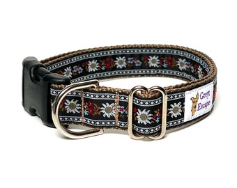 Floral dog collar with buckle, adjustable dog collar, dog collar with flowers, PRAIRIE