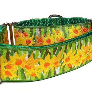 Floral martingale dog collar with yellow daffodils design, no-slip training collar, greyhound collar image 6