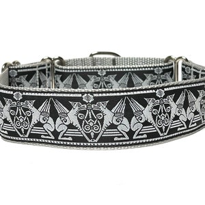 Egyptian dog martingale dog collar in black and silver, Greyhound Collar, Sighthound Collar, no-slip collar, EGYPTIAN DOG image 5