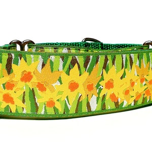 Floral martingale dog collar with yellow daffodils design, no-slip training collar, greyhound collar image 4