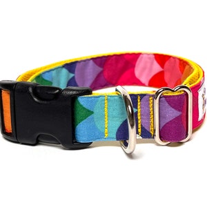 Rainbow dog collar with buckle, rainbow mermaid scales dog collar, colorful dog collar image 5