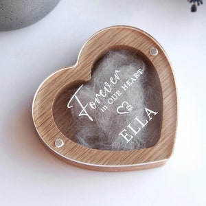 Heart Hair Memorial Keepsake oak Dogs Cats | Pet Memorial Gift | Personalized pet fur keepsake box wooden | Custom Pet Loss Sympathy Gift