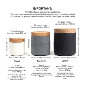 Black Pet Urn for cat ashes Concrete small, Dog Memorial Keepsake Custom Photo Engraved image 2