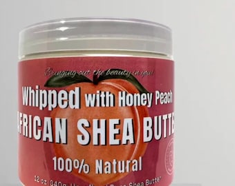 Burro di karité africano montato 12 oz miele pesca