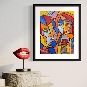 Original Acrylic Painting on Canvas 11x14 inches, 28x35cm cubism wall art modern abstract artwork handmade original