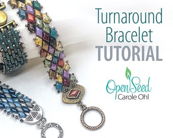 Tutorial de tejido de cuentas para hacer una pulsera con efecto giro, para hacer joyas con SuperDuos, GemDuos, Honeycombs y más, por Carole Ohl.
