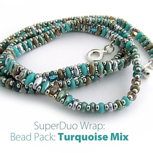 Super Duo Easy Bead Weaving 3-Wrap Bracelet Bead Packs for DIY bead weaving by Carole Ohl, Tutorial sold separately Turquoise Mix