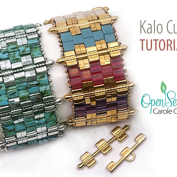 Kalo Cuff DIY beadweaving tutorial by Carole Ohl, with Tila beads and Cymbal Metal Elements