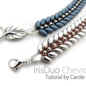 Iris Chevron Bracelet Beadweaving Tutorial for jewelry making with IrisDuos by Carole Ohl