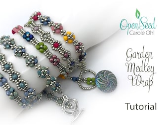 Garden Medley Wrap, three different designs in one wrap, Beadweaving Tutorial by Carole Ohl