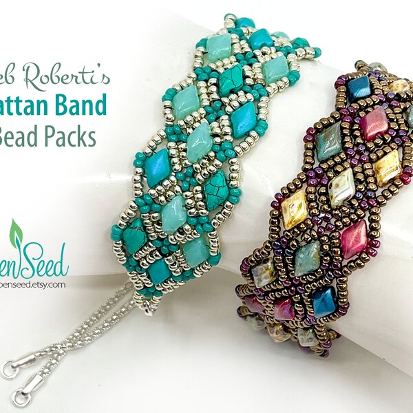 Deb Roberti Rattan Band, DIY Gemduo Bead Packs, Adjustable Ends Included, tutorial sold separately