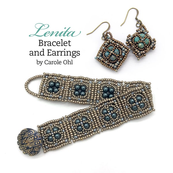 Tutoriel de tissage de perles pour bracelets et boucles d'oreilles Lenita par Carole Ohl
