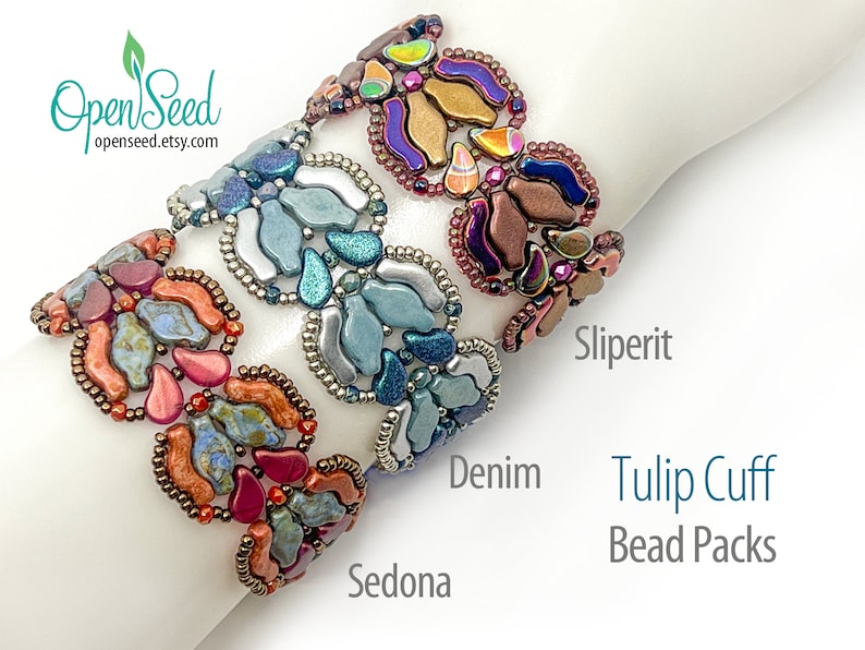 Tulip Cuff DIY Bead Packs by Carole Ohl with Paisley, Bridges, Navettes, tutorial sold separately image 1