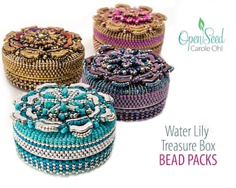 Water Lily Treasure Box, DIY bead weaving Bead Pack by Carole Ohl, tutorial sold separately