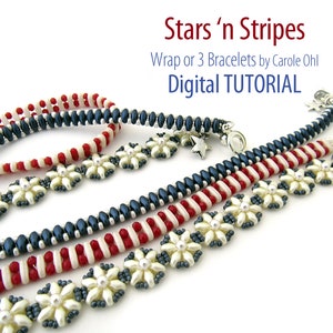 Stars and Stripes Multi Bracelet or Wrap Bead Weaving Tutorial by Carole Ohl