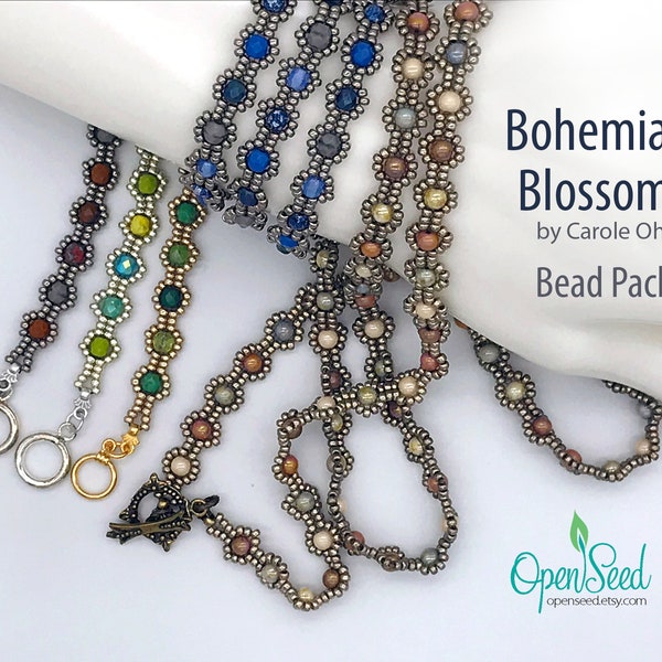 Bohemian Blossom Wrap Bead Pack, firepolish bead mix, DIY Beginner Project  by Carole Ohl, tutorial sold separately
