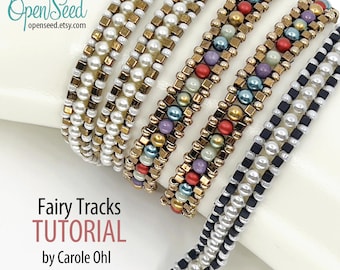 Fairy Tracks Bracelet Tutorial by Carole Ohl, Beginner Right Angle Weave bead weaving for jewelry making