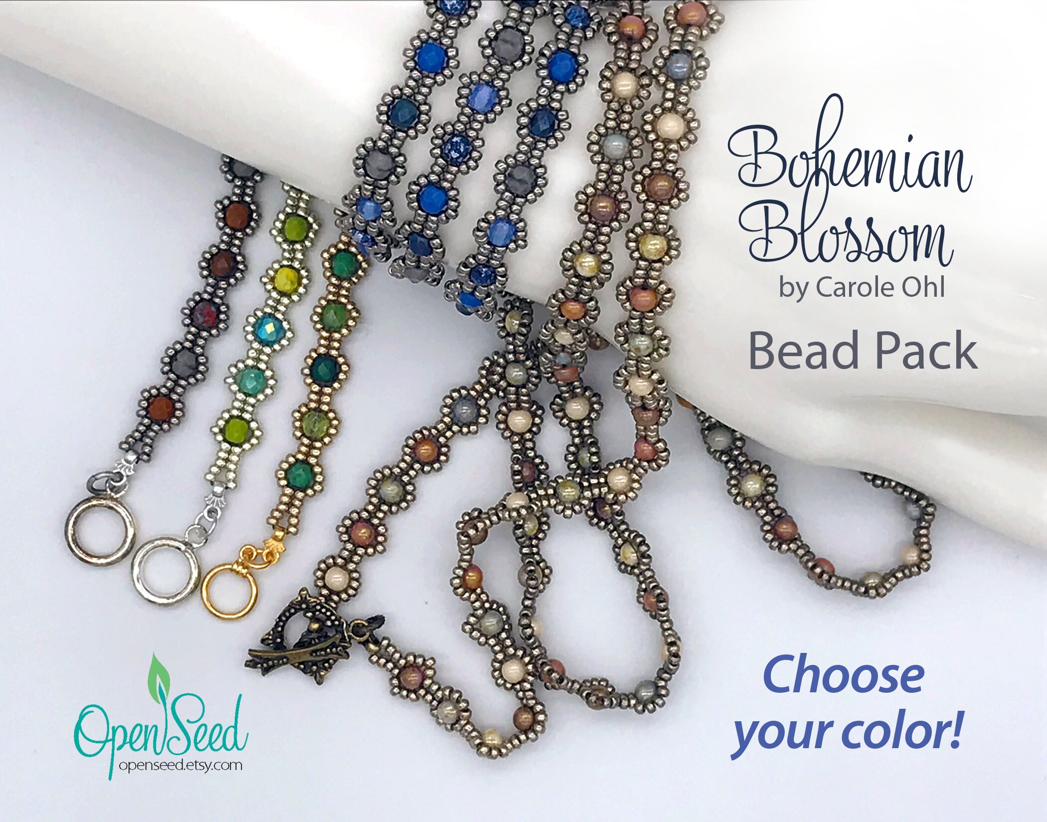 Bohemian Blossom Wrap Bead Pack, firepolish bead mix, Beginner Projec…