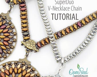 SuperDuo V-Necklace Chain Tutorial, Beginner Bead Weaving by Carole Ohl