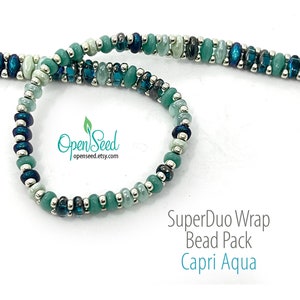 Super Duo Easy Bead Weaving 3-Wrap Bracelet Bead Packs for DIY bead weaving by Carole Ohl, Tutorial sold separately Capri Aqua