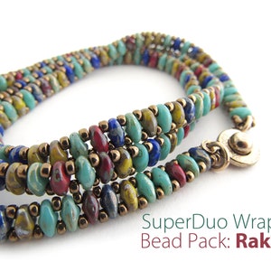 Super Duo Easy Bead Weaving 3-Wrap Bracelet Bead Packs for DIY bead weaving by Carole Ohl, Tutorial sold separately Raku Mix