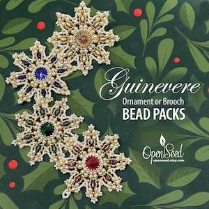 Guinevere Snowflake Ornament or Brooch Bead Packs by Carole Ohl, tutorial sold separately