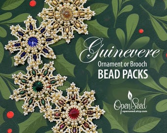 Guinevere Snowflake Ornament or Brooch Bead Packs by Carole Ohl, tutorial sold separately