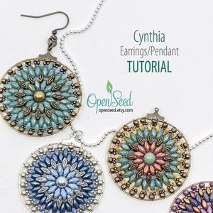 Cynthia Earrings or Pendant, 40mm, Tutorial for DIY Beaded Jewelry Making by Carole Ohl