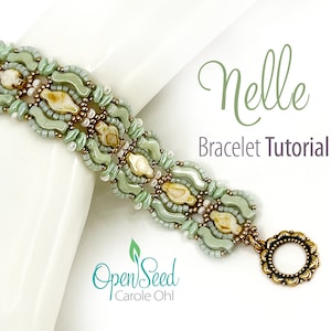 Nelle Bracelet Jewlery Making Bead Weaving Tutorial by Carole Ohl, featuring Bridges, Navettes, SuperDuos, cylinders