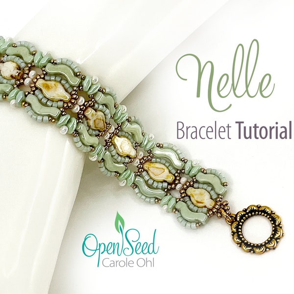 Nelle Bracelet Bead Weaving Tutorial by Carole Ohl, featuring Bridges, Navettes, SuperDuos, cylinders